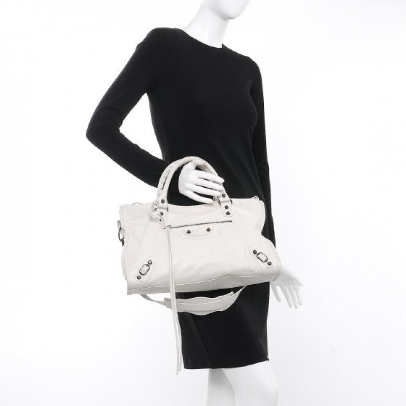 BOLSA BALENCIAGA CLASSIC CITY MEDIA OFF WHITE