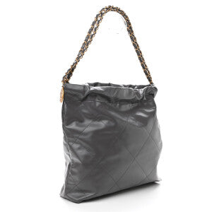 BOLSA CC 22 SHINY CALFSKIN MEDIA CINZA