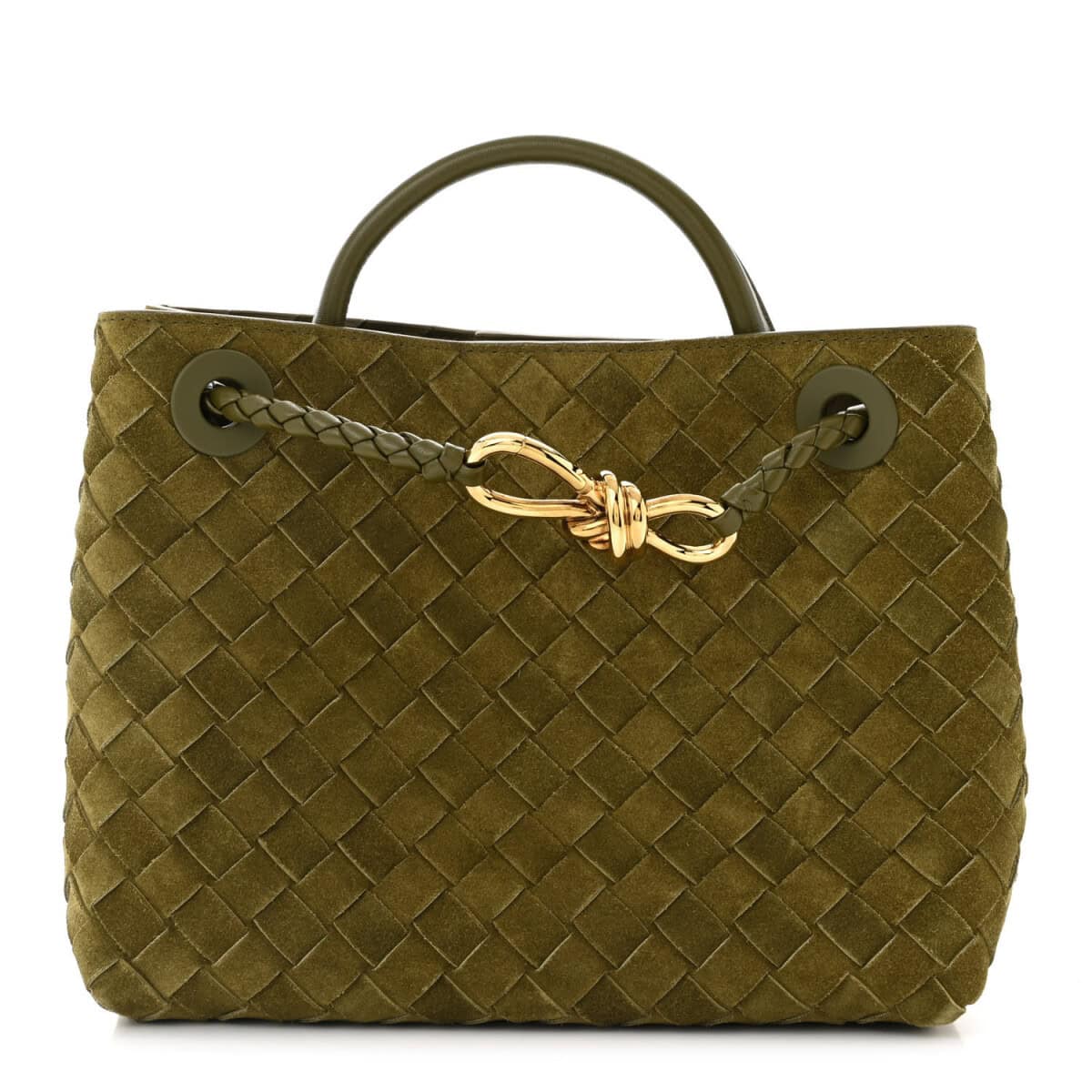 BOLSA BOTTEGA VENETA INTRECCIATO SUEDE ANDIAMO PEQUENA VERDE