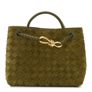 BOLSA BOTTEGA VENETA INTRECCIATO SUEDE ANDIAMO PEQUENA VERDE