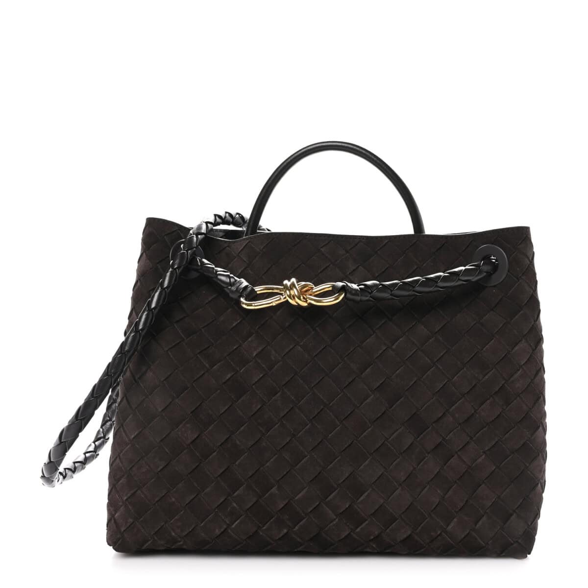 BOLSA BOTTEGA VENETA SUEDE ANDIAMO MEDIA MARROM
