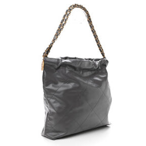 BOLSA CC 22 SHINY CALFSKIN MEDIA CINZA