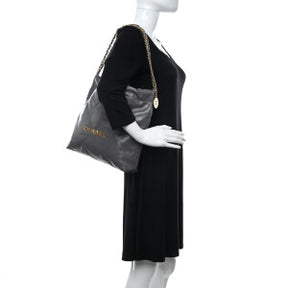 BOLSA CC 22 SHINY CALFSKIN MEDIA CINZA