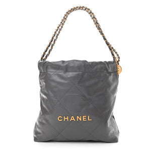 BOLSA CC 22 SHINY CALFSKIN MEDIA CINZA