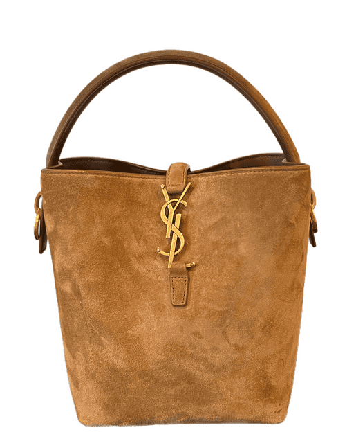 BOLSA SAINT LAURENT LE 37 BUCKET SUEDE MEDIA CARAMELO